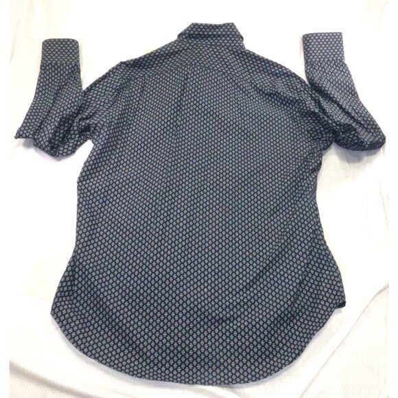 Johnston & Murphy Mens XL Navy Button-Up Shirt With White Geometric Print Long S - Picture 8 of 8